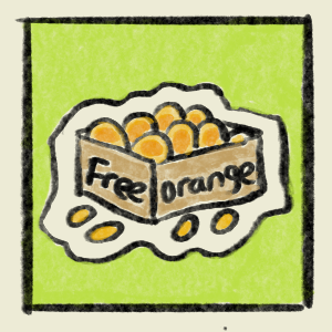 A box of free oranges in LA